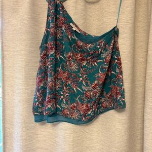 LOFT Teal Floral Spaghetti-Strap Camisole